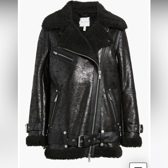 Avec Les Filles faux shearling biker jacket - Picture 5 of 9